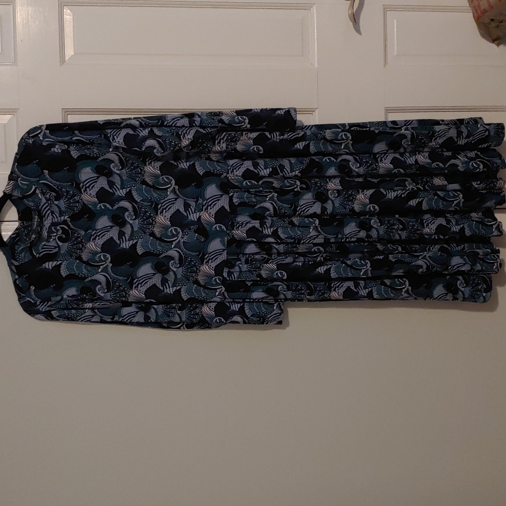 Modcloth, 2X, Blue and green peacock print